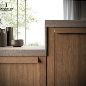 Ensemble de meubles de cuisine modulaire RTA sur mesure JY Project, style moderne vietnamien, avec îlot de rangement en marbre et charnières, design de luxe de style européen - Product Image 6