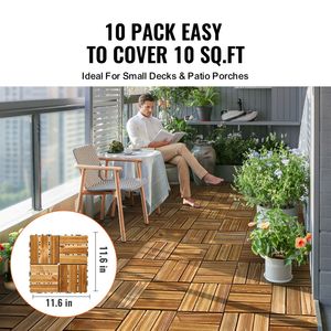 Set di 10 Piastrelle Incastrabili 30x30cm, Pavimentazione in Legno di Pino Canforato Impermeabile per Tutte le Condizioni Atmosferiche, per Patio e Terrazza - Fai da Te - Product Image 2