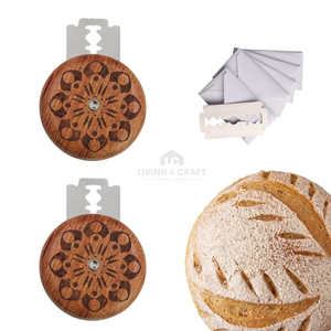 Couteau à pain en bois pour la découpe de la pâte – Coupe-pâte à sourde personnalisé gravé avec lames de rechange - Product Image 4