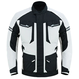 Men's Black <b>White</b> Color Blocking Motorcycle <b>Jacket</b> Stand Collar Zipper Closure Moto <b>Biker</b> Style Windproof Waterproof - Product Image 1
