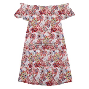 Robe Courte Sexy et Mignonne en Coton à Imprimé Blocs Faits Main, Taille Standard, Épaules Dénudées pour Femme – Meilleure Vente Décontractée - Product Image 4