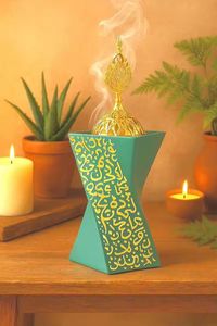 Luxury Arabic Calligraphy Bakhoor Burner Metal Oud Incense Holder Modern Mabkhara for Ramadan <b>Decor</b> & Islamic Majlis Gift - Product Image 4