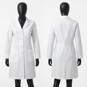 Conjuntos de Uniformes Médicos Blancos de Sarga de Polialgodón Premium de 240 GSM, Diseño Liso, Logotipo Personalizado con Bordado o Impresión, Uniformes Unisex para Uso Hospitalario - Product Image 4