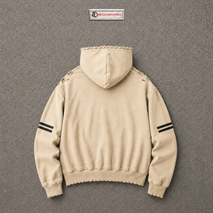 Sudadera con Capucha Beige Desgastada con Gráficos Distintivos, Estilo Vintage, Oversize, Unisex, Moda Urbana Casual, OFERTA - Product Image 6