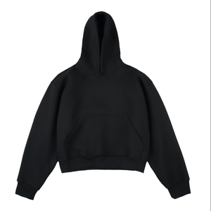 Cotton Pullover <b>Cropped</b> Hoodie <b>Men</b> Solid Color Oversized Fit Long Sleeve Street Casual Fashion Hoodie <b>Top</b> - Product Image 4