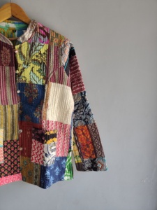 Quilted <b>Patchwork</b> <b>Jacket</b> Women's Mandarin Collar Full Sleeve Cotton Autumn Style Regular Length Button Closure gift for her - Product Image 3