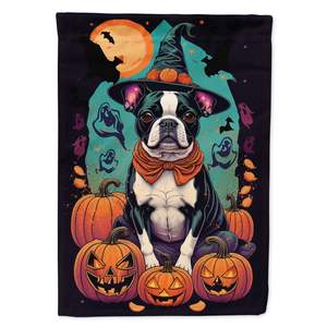 Gran Boston Terrier Witchy Halloween casa bandera Multicolor porche manga poste decorativo patio Banner ilustraciones colgante de pared hecho - Product Image 1