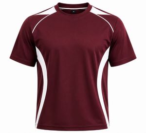 T-shirt Sportif Homme Col Rond Manches Courtes Séchage Rapide Coupe Droite 100% Polyester Tricoté Écologique Motif Géométrique Devant Marron Blanc - Product Image 1