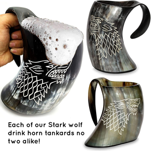 Jarra de Cuerno para Beber Estilo Vikingo Hecha a Mano - Regalo Auténtico y Único, Cuerno de Búfalo Real, Taza para Beber de Cuerno - Product Image 1