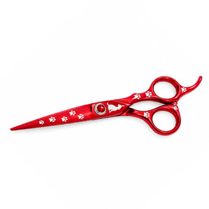 Ciseaux de coiffure professionnels SHEARS BEAUTY rouges en acier inoxydable, lames aiguisées, 32 dents, pour droitiers, manche long en céramique - Product Image 6
