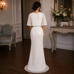 Elegant White Lace Maxi Dress Women High Neck Sleeveless Formal Evening Party Wedding Guest Bridal Reception Modern Embroidery - Product Image 3