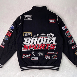 เสื้อแจ็คเก็ตแข่งรถคุณภาพสูง OEM แบบกำหนดเอง ผ้าฝ้ายหนานุ่ม สไตล์วินเทจ NASCAR ปักลายเต็มตัว สำหรับมอเตอร์สปอร์ตและสตรีทแวร์ ขายส่ง - Product Image 3