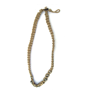 Indian Artisan Crafted Bone Ethnic Hemp <b>Rope</b> Beaded Necklace Black White Patterned Beads Unisex Fashion Jewelry at Bulk Prices - Product Image 1