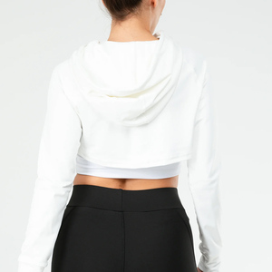Sweat à capuche court pour femme, hiver, manches longues, décontracté, usage quotidien, coupe oversize, option logo frontal, 100% coton - Product Image 4