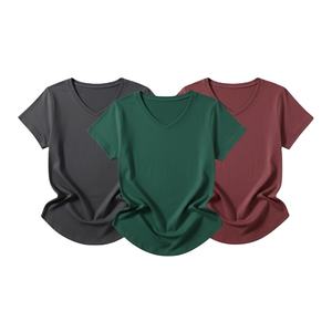 Men's Basic <b>V</b>-<b>Neck</b> <b>T</b>-<b>Shirt</b> Best Quality Soft Cotton Blend Solid Color Custom Logo Casual Top Wholesale OEM Yokebud <b>Plus</b> <b>Size</b> - Product Image 1