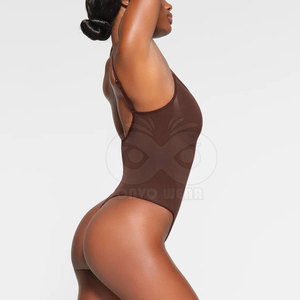 Vente en gros de bodys sans manches pour femmes, col carré, en coton extensible, basique, de haute qualité - Product Image 5