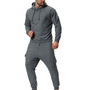 Ensemble de survêtement deux pièces décontracté pour homme White Bird Express : sweat à capuche gris vieilli et pantalon cargo jogger – Style streetwear écoresponsable 100 % - Product Image 2