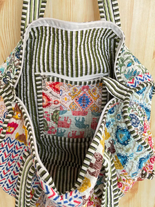 Sac fourre-tout matelassé léger style bohème couleur unie grande capacité en coton pour femme toutes saisons - Product Image 2