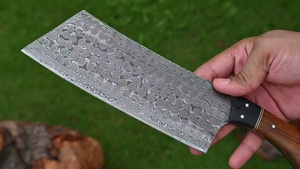 Couteau de chef artisanal en acier Damas, manche en bois, étui en cuir, vente en gros, couteaux de survie et de camping - Product Image 6