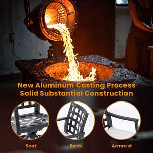 Set da pranzo con Patio esterno, moderno classico, 7 pezzi, tavolo rettangolare in alluminio pressofuso, sei sedie da pranzo, Set da giardino - Product Image 6