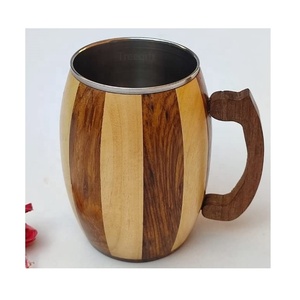 แก้วเบียร์ทำด้วยมือทำจากไม้,แก้วเบียร์พร้อมด้ามไม้สำหรับใช้ในบ้านและร้านอาหาร - Product Image 5