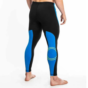 Leggings de compression pour homme, longueur intégrale, imprimé géométrique bleu et noir, spandex, nylon, taille élastique, pantalon de compression pour homme - Product Image 6
