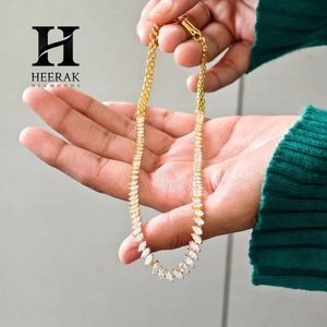 Collier de mariage élégant en or 18 carats plaqué or, avec diamants de laboratoire taille marquise conique, chaîne Riviera, style tennis personnalisé - Product Image 4