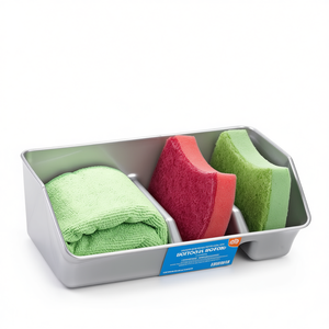 Organizer per lavello da cucina, argento, 3 scomparti, contenitore multifunzione per spugne e panni - Product Image 2