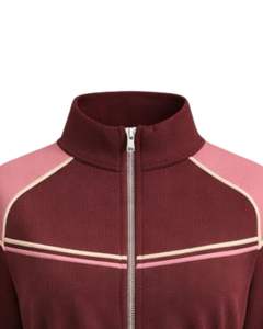 Chaqueta Deportiva Corta para Mujer, Color Rosa Granate, con Cierre, para Gimnasio, Fitness, Ropa Deportiva Activa, con Rayas en Contraste, Fabricante de Chaquetas de Entrenamiento - Product Image 5