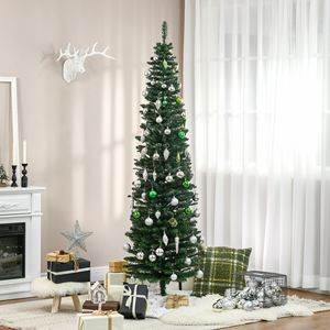 Albero di Natale Sottile di 2,1 Metri con 499 Rami Realistici, Albero Verde Artificiale a Forma di Matita con Supporto in Plastica - Product Image 2
