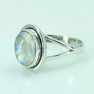 Rainbow <b>Moonstone</b> <b>Ring</b> 925 Sterling Silver Handmade Statement Promise <b>Ring</b> for Women Boho Oval June Birthstone Jewelry - Product Image 4