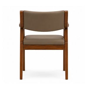 Chaise de salle à manger moderne en teck massif, fauteuil rembourré en bois pour restaurant, café, hôtel, mobilier commercial - Product Image 4