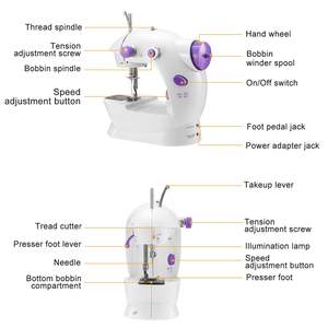 Machine à coudre surjeteuse électrique portable avec lumière LED et pédale à 2 vitesses - Product Image 2