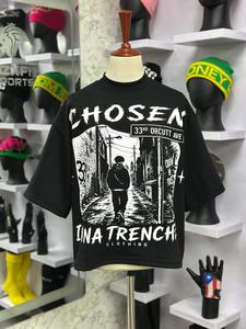 Camiseta de Hombre, Estilo Urbano, Cuello Redondo, Manga Corta, Color Negro, con Estampado Fotográfico, Impresión en Serigrafía, Transpirable, Corte Regular, 100% Algodón, Nuevo Estilo - Product Image 1