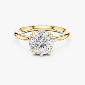 Bague de fiançailles solitaire en diamant de laboratoire rond brillant de 2,036 carats, or jaune 9K, 6 griffes, vente en gros, bijoux OEM - Product Image 1