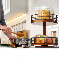 Table tournante en bois Lazy Susan pour garde-manger Table armoire comptoir organisateur support de rangement pour épices porte-condiments