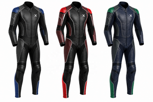 Combinaison de moto en cuir Stretch-Zone |   Noir Bleu |   Fabricant OEM ODM |   Qualité de conception haut de gamme | Vêtements de course - Product Image 5