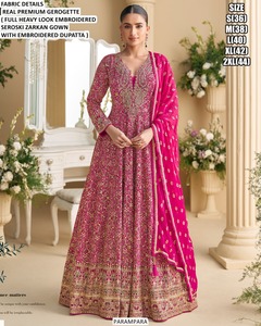 Conjunto Anarkali Tradicional Largo para Mujer Royal Grace con Dupatta Bhandhani de Secado Rápido para Bodas y Fiestas Diwali - Product Image 1