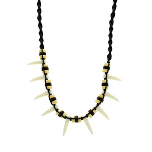 Natural Crystal Pendant Necklace for Men & Boys 1-Inch Tribal Fang Warrior with 20-Inch Leather <b>Rope</b> - Product Image 3