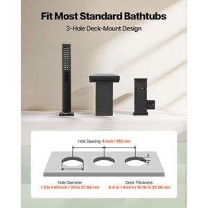 Rubinetto per vasca romano a 3 fori con soffione a cascata e 1 maniglia per bagni di ville - Product Image 3