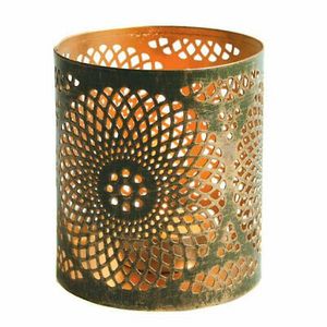 Golden Round Votive <b>Tea</b> <b>Light</b> <b>Holder</b> with Circular Design for Home Decor Christmas Decor Other Occasion Metal Stand - Product Image 3