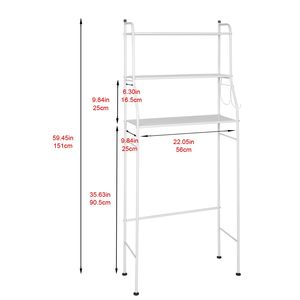 Scaffale Salvaspazio a 3 Ripiani Bianco da Posizionare Sopra il WC, Angolare in Ferro, Essenziale per il Bagno, Materiale in Acciaio - Product Image 6