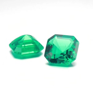 Pierre d'émeraude de laboratoire non montée, taille Asscher, pour la fabrication de bijoux, gemme verte, traitements de cire et d'huile. - Product Image 4