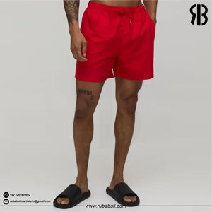 RUBABULL <b>Men's</b> Red Solid Color <b>Quick</b> <b>Dry</b> Casual <b>Shorts</b> Mid Waist Drawstring Casual Swim Trunks Polyester <b>Short</b> <b>Shorts</b> For <b>Men</b> - Product Image 6