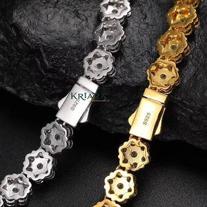 Men's S925 Filled Moissanite Flower Necklace Round Brilliant Cut Prong Setting Hiphop Statement Bead <b>Chain</b> Everyday Wear - Product Image 3