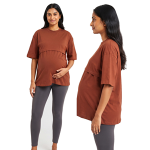 T-shirt de maternité pour femmes, 100% coton, col rond, coupe ample, respirant, décontracté, manches courtes, t-shirt d'allaitement pour femmes - Product Image 4