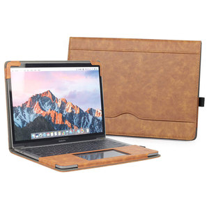 Housse pour ordinateur portable en cuir marron, en PU, avec fermeture à rabat et poche intérieure pour la protection du MacBook Pro - Product Image 1
