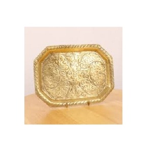 ถาดเสิร์ฟพร้อมขอบเชือกสำหรับตกแต่งถาดเสิร์ฟเคลือบทอง - Product Image 1