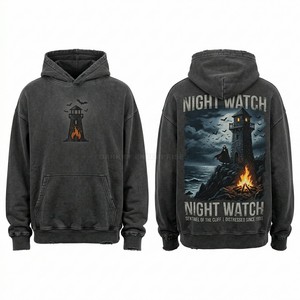 Distressed Streetwear Hoodie Custom Vintage <b>Black</b> Pullover High GSM Cotton <b>Fleece</b> Graphic Sweatshirt Professional Manufacturer - Product Image 1