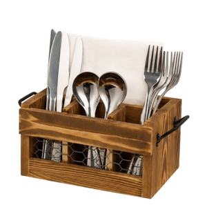 Handcrafted Rustic Wooden Utensil Holder For <b>Kitchen</b> Countertop Space-Saving 3-Compartment Cutlery <b>Caddy</b> & Spatula Organizer - Product Image 4